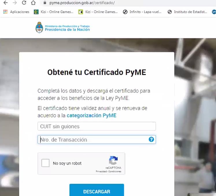 Certificado PyME Ejemplo